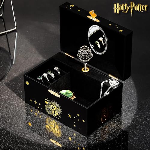Harry Potter Gifts Musical Jewelry Box for Girls with Spinning Hogwarts Crest, Mirror & Wind-Up Key Music, Jewelry Organizer - Thumbnail 5