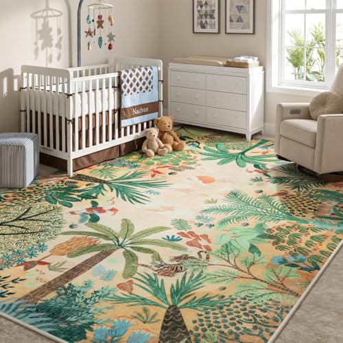 Tapete Boho 8x10 lavado antideslizante multicolor miniatura 3