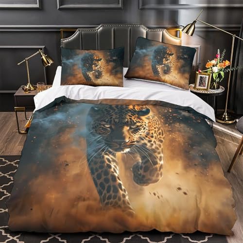 Housse de Couette Léopard Microfibre Premium avec Imprimé 3D