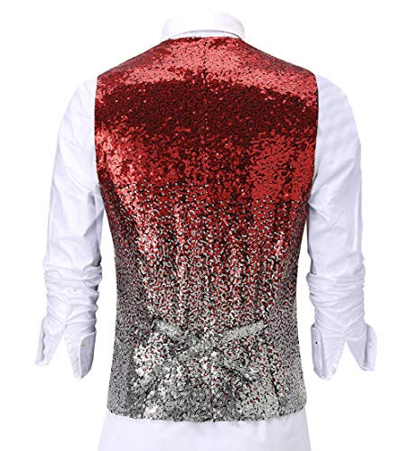 Ceehuteey Suit Vest Gradient Color Sequin Mens Evening Party Fashion Waistcoat for Wedding Groomsmen2