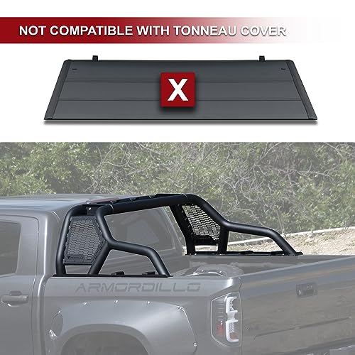ARMORDILLO CR1 Roll Bar Chase Rack for 1/2 Ton Full Size Truck|LED Light Mounts|04-24 F150 F-150|07-18 Silverado Sierra 1500|07-24 Tundra|04-24 Titan|19-24 Ram 1500|CR-1 7180338 Chase Bar Matte Black