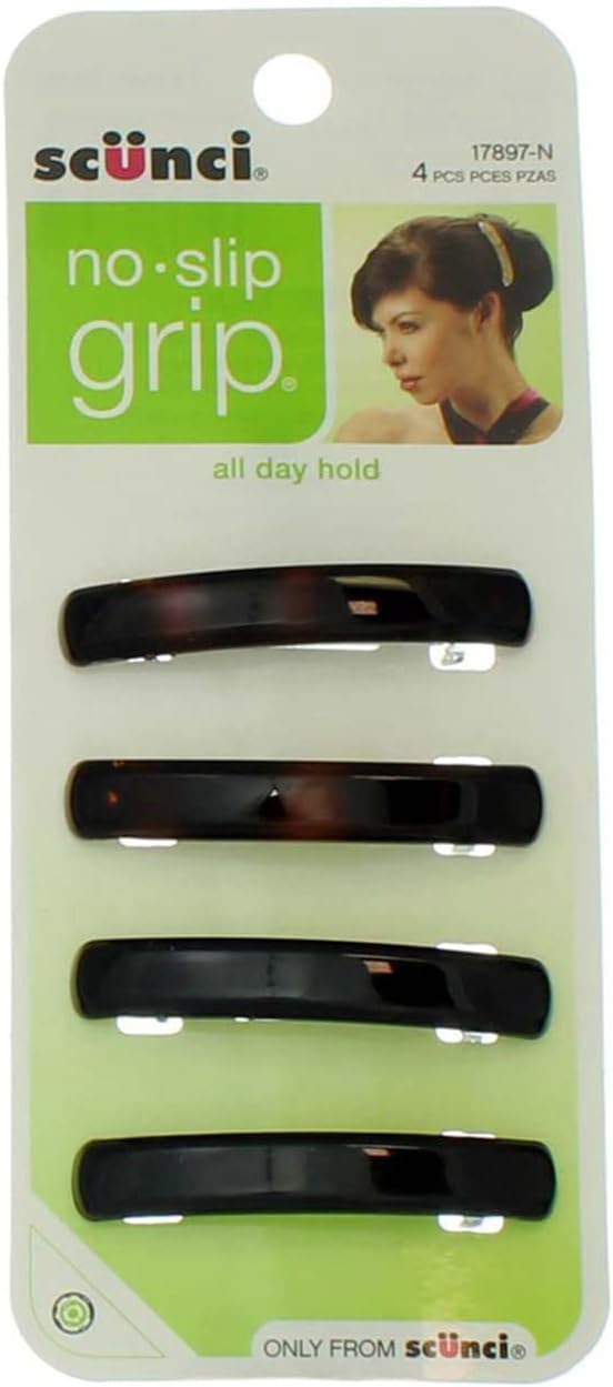 Scunci No-slip Grip Auto Clasp Barrettes, 4 Count