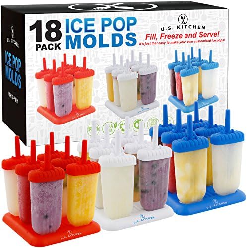 U.S. Kitchen Supply 18-Piece Classic Reusable Jumbo Ice Pop Mold  Set