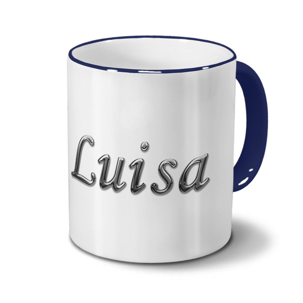 Printplanet Namenstasse „Louisa“ – Motiv Chrom-Schriftzug, 325 Ml, Rot, Spülmaschinenfest