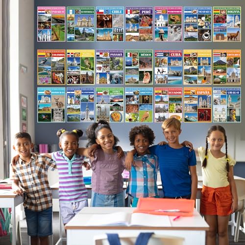 21 pósteres de países de habla hispana Funrous para decoración de aula y tableros de profesores 6