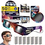 Helioclipse - Lot de 50 Lunettes Éclipse Solaire ISO 12312-2 - Lunette Éclipse Solaire Certifiée pour Éclipse de Soleil Totale ou Partielle - Bonus 10x Filtre pour Téléphone