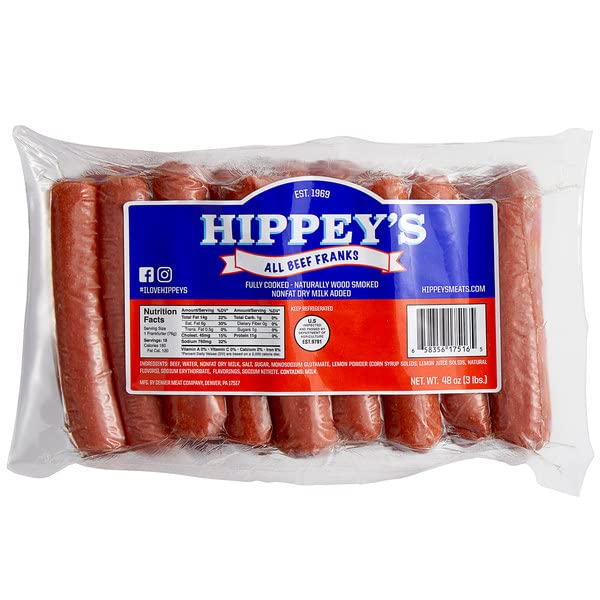 Hippey's Beef Franks. 3 lb.
