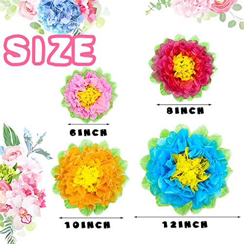 image for Qiuttnqn Set of 20 Fiesta Paper Flowers,Colorful Tissue Paper Flowers,