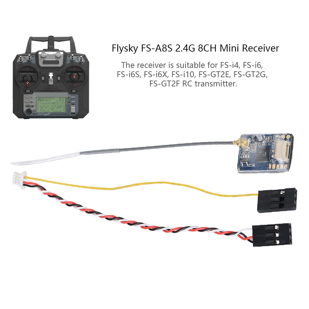 aqxreight Ricevitore FS-A8S 8CH con Uscita SBUS I-Bus PPM per FS-i4 FS-i6 FS-i6S