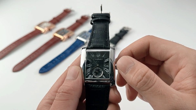 Amazon.com: Ibohevo Leather Square Tank Watch: Men  display picture 2