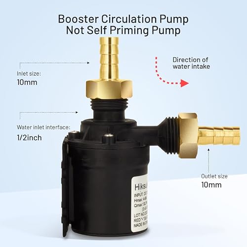 14A DC 12V Submersible Solar Water Heater Circulation Pump, 6M Head, 13LPM (3.43 GPM), with DC Power Supply Adapter, Quiet Operation&High-Temperature Resilience, Hot Water Pump for Various Fields