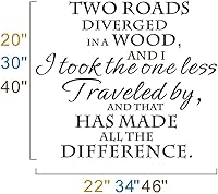 Vista 3 de Two Roads - Palabras de vinilo motivacionales con citas inspiradoras (30 x 34 pulgadas, negro)