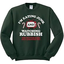 TeesAndTankYou I'm Eating Junk and Watching Rubbish Christmas Sweatshirt Unisex