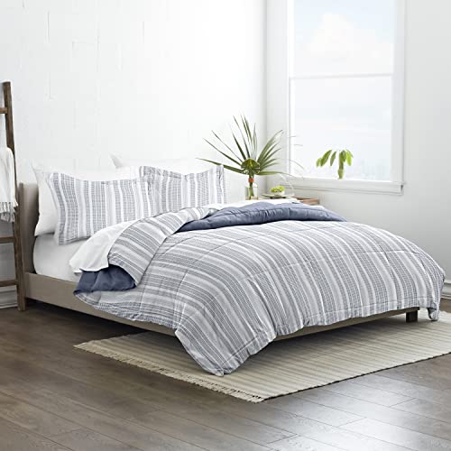 Linen Market Premium Down Alternative Farmhouse Dreams Reversible Comforter Set Full/Queen Navy