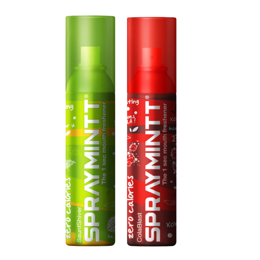 Spraymintt Mouth Freshener | Mukhwas | Breath Freshener | Oral Hygiene |175+ sprays of instant long lasting with Zero Calories Freshness | Saunfshiver flavour + Colablast flavour | 15g - Combo of 2