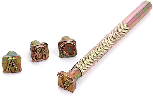 Miniatura 4 de OwnMy Juego de sellos de letras mayúsculas, 38 pulgadas0.374 in, juego de herramientas de sello de letras de cuero, herramientas de estampado de