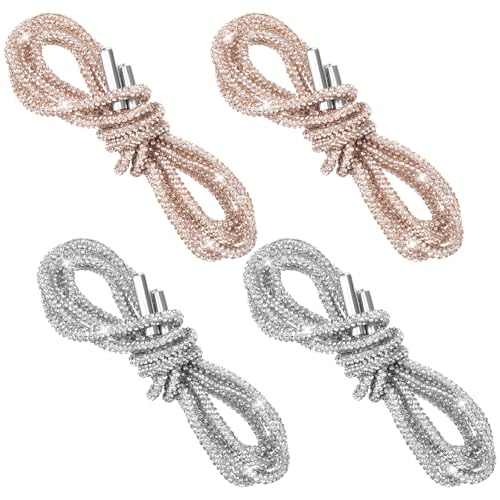 Ptwola 2 pares de cordones de diamantes de imitación para zapatos con purpurina, cordones redondos para zapatos, accesorios para mujeres y hombres