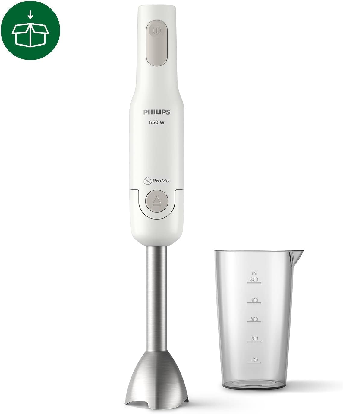 Philips Daily Collection ProMix El Blenderi - Güç 650 W, Sıçrama Kontrol Teknolojisi, Ergonomik Tasarım, Tek Tuşla Çıkarma Sistemi (HR2534/00)