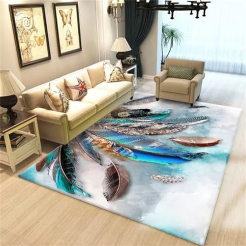 Tapis chambre bébé 180x280cm tapis d'éveil salon plumes - 2