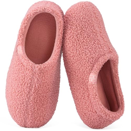 HomeTop Women's Fuzzy Curly Fur Memory Foam Loafer Slippers Bedroom