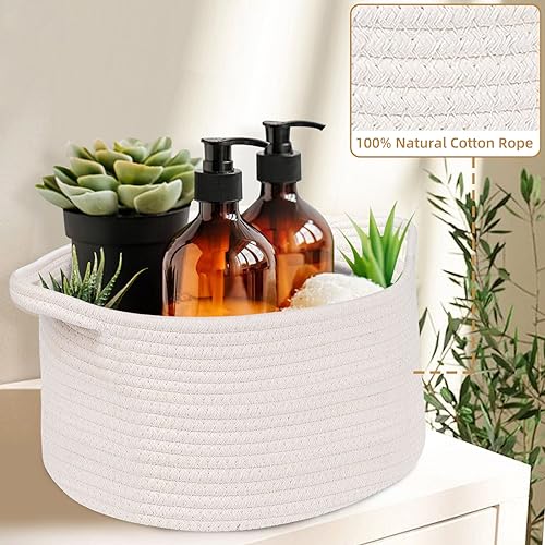 OUTBROS Aufbewahrungskorb, Organizer Körbchen, Flechtkorb, Dekorativer Aufbewahrungsbox Geflochten, Stapelbare Mehrzweck-Organisations Behälter, Weiß, 3er-Set