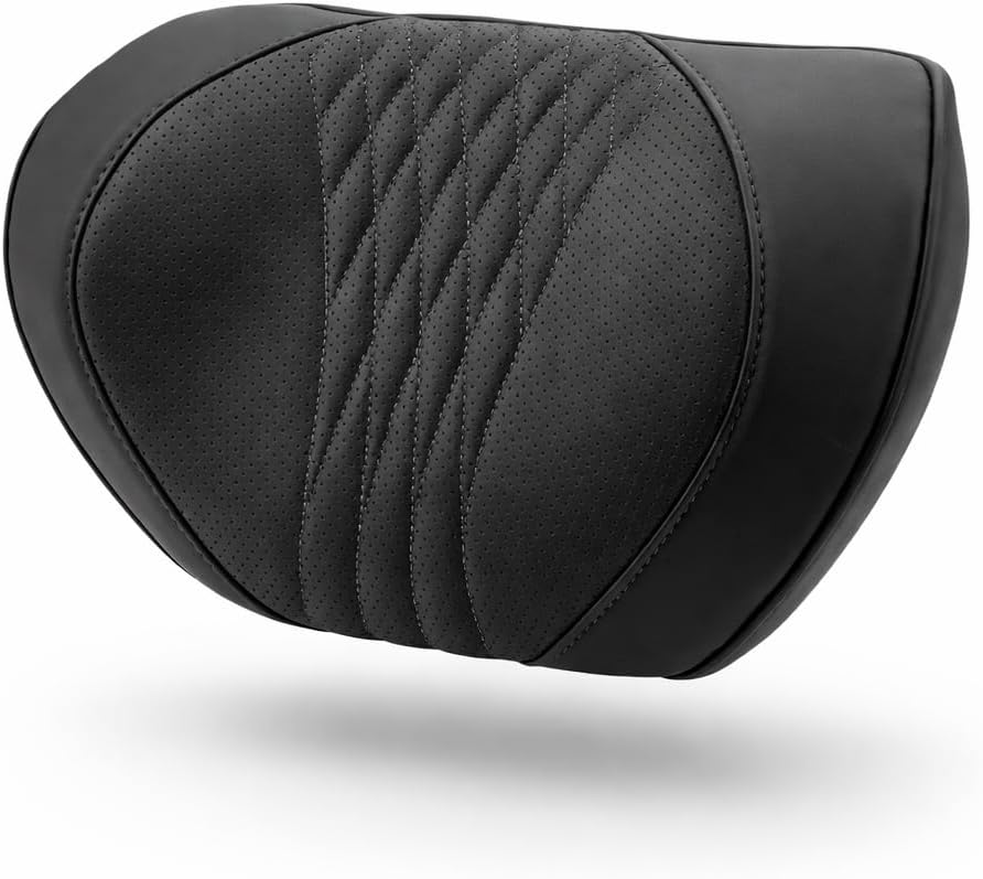 Car Neck Pillow – Premium Memory Foam Headrest with Soft Nappa Leather Feel, Ergonomic Support for Long Drives, Fits Most Vehicles(1, Black)
