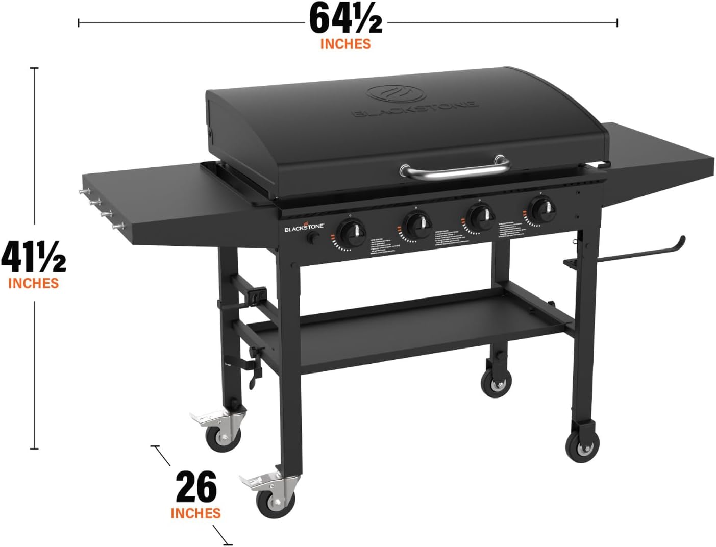Blackstone 36 Inch Gas Griddle with Hood Cooking Station 4 Burner Flat Top Gas Grill Propane Fuelled Restaurant Grade Professional 36” Outdoor Griddle Station with Side Shelf