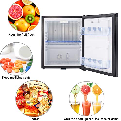 SMETA Mini Fridge No Noise: Absorption Refrigerator 12V/110V Portable for Dorm Office Truck Camper, with Lock, DC AC, 1.0 Cu.Ft, Black - Thumbnail 3