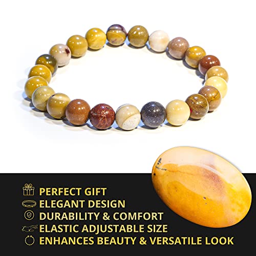 Image of ANAYA AGATE Healing Crystal Bracelet for Women and Men - 8mm Round Beaded Bracelet for Men and Women - Unisex Stretchy Gemstone Bracelet for Healing and Protection