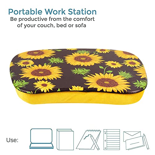 Qielizi Lap Laptop Desk - Portable Lap Desk With Pillow Cushion, Fits Up To 15.6 Inch Laptop For Home Office Students Use As Computer Laptop Stand, Book Tablet(1-Sunflower In Black) #TOP2