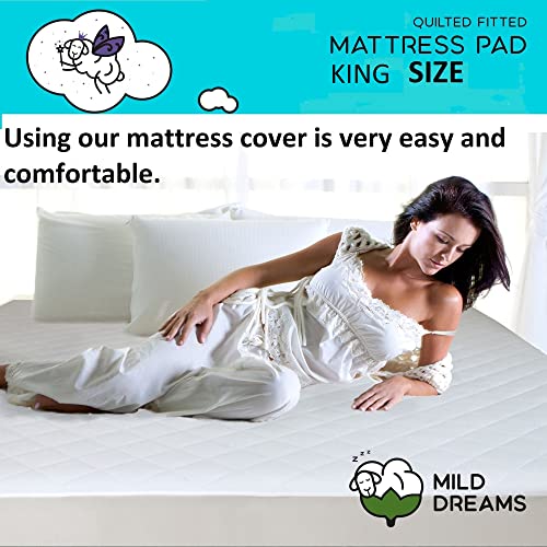 King Mattress Pad Cover - King Size Bed Pad (78X80 Inch + Stretches To 16" Deep) - Fitted Quilted Mattress Cover, White #TOP4