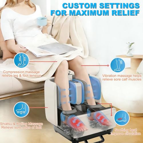 Shiatsu Feet Massager, Foot Massager with Heat, Deep Kneading, Vibration and Air Compression for Feet, Ankle, Leg, Tired Muscles & Plantar Fasciitis, Gift for Men Women miniatura 2