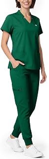 Scrubs for Women Set, Notched V-neck Top & Jogger Pants | Scrub Set with Soft Stretch Fabric, 8 Pockets, Breathable Comfort, and Secure Fit for 12+ Hour Nursing Shifts
