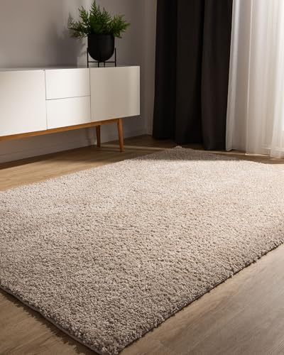 benuta Basic Alfombra Salon Pelo Largo Sohari salón - Beige 60x120 cm - Minimalista - Suave Lavable - Dormitorio, Pasillo, Comedor - Suelo Radiante