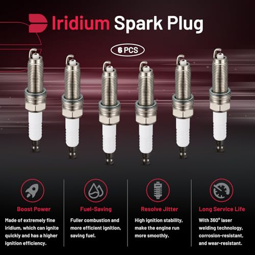 Image of BDFHYK Iridium Spark Plugs Compatible with Honda Accord Crosstour Odyssey Pilot Ridgeline for Acura MDX RDX RL TL TSX ZDX 3.0L 3.5L 3.7L V6 Engine Replacement for 9619, Set of 6