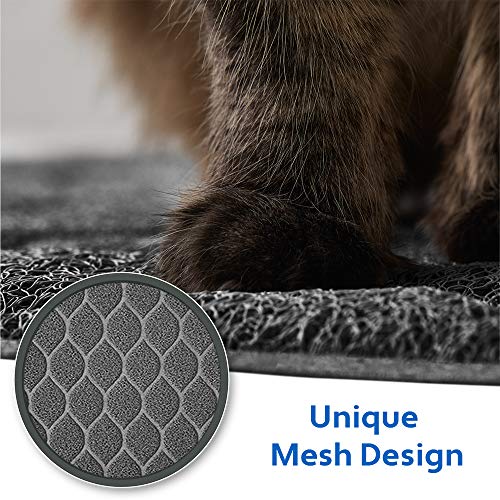 MIGHTY MONKEY Durable Easy Clean Cat Litter Box Mat, Great Scatter Control Mats, Keep Floors Clean, Soft on Sensitive Kitty Paws, Cats Accessories, Large Size, Slip Resistant, 35x23, Graphite - Thumbnail 7