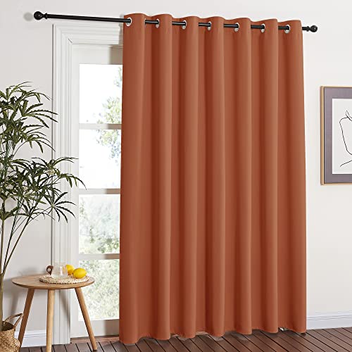 NICETOWN Blackout Curtain for French Door - Indoor Slider Curtain for Patio Door, Extra Wide Drape for Living Room/Bedroom (Burnt Orange, W100 x L84, 1 PC)