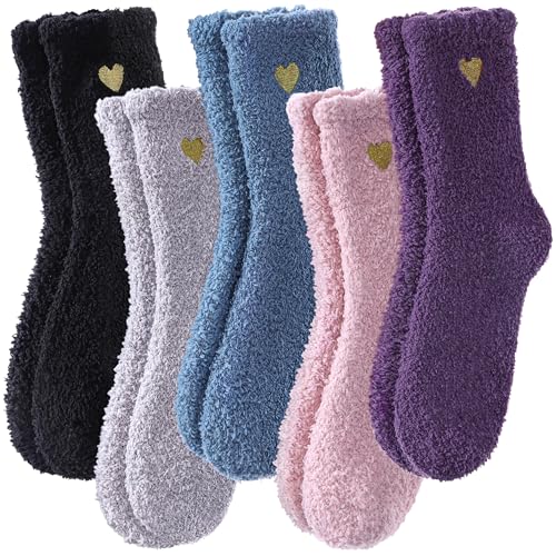 Image of ZaYang Womens Fuzzy Slipper Socks Cute Animal Soft Warm Winter Microfiber Sleeping Socks