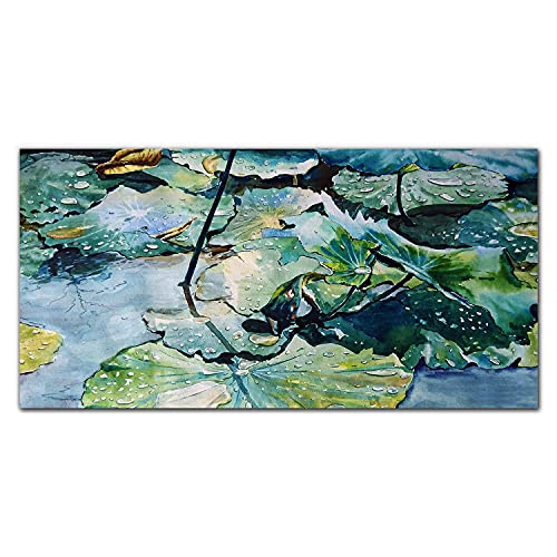 Impression sur verre 100x50cm tableau décoration murale en verre trempé Feuilles d'eau