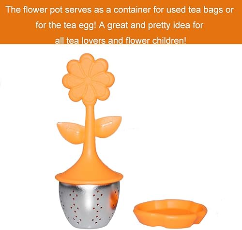 Miniatura 5 de BESTZY Filtro de filtro de acero inoxidable con mango de silicona, juego de 5 infusores de té con bandeja de goteo incluidos, coladores para todo