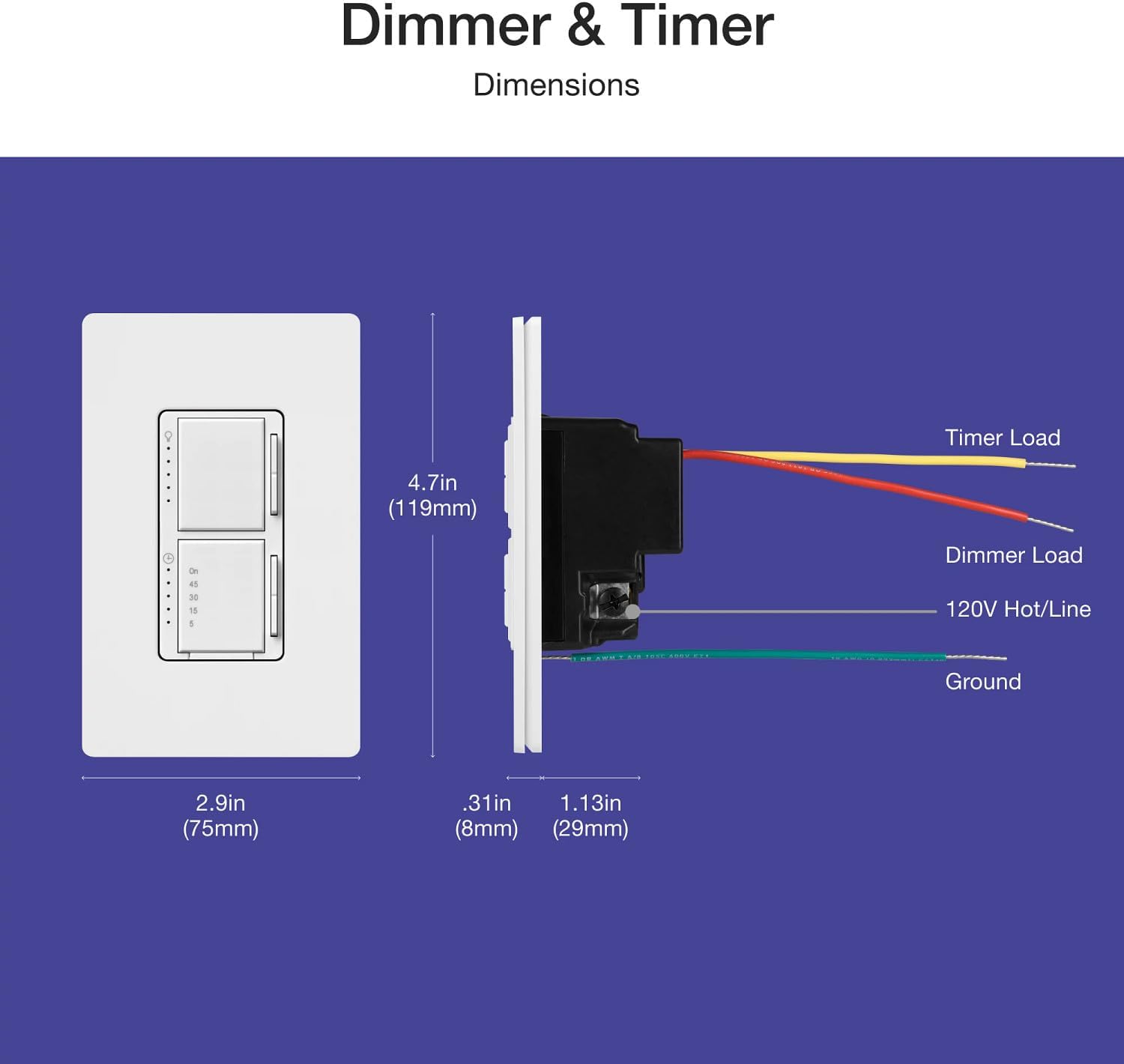 Lutron Maestro LED+ Dual Dimmer and Timer Switch, 75-Watt LED Bulbs/2.5 Amp Fans, Single-Pole, White (MACL-L3T251BG-WH)