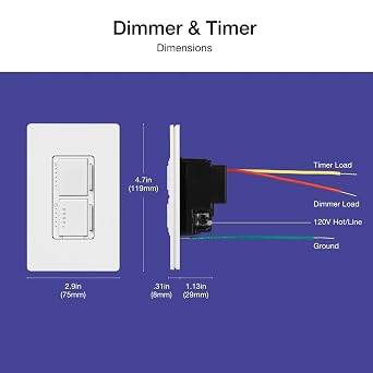 Lutron Maestro LED+ Dual Dimmer and Timer Switch, 65-Watt LED Bulbs/2.5 Amp Fans, Single-Pole, White (MACL-L3T251BG-WH)