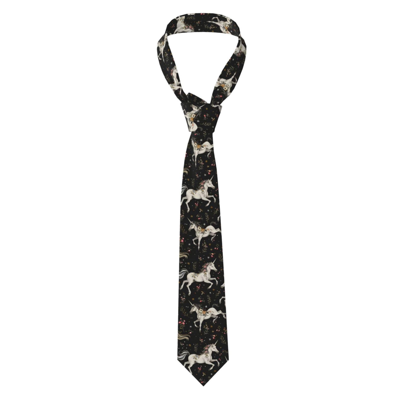 SMAZDFXX Unicorns With Little Floral Print Men's Tie Novelty Neck Fashion Ties For Mens Daily Wedding Party Business