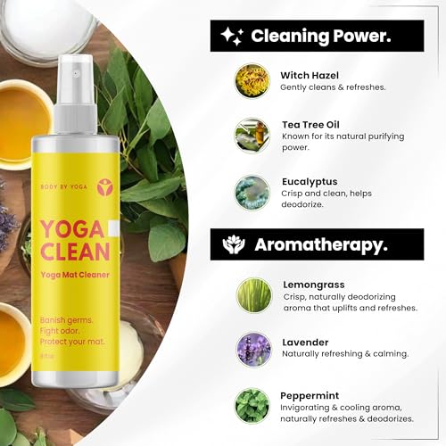 Image of Yoga Mat Cleaner Spray - Spa-Like Scent | Eco-Friendly Formula | Neutralizes Sweat & Odor | Helps Protect Your Mat | 8 oz | Plant-Based, Made in USA | Body By Yoga