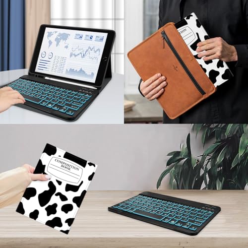 TopPerfekt for iPad 9th Generation Keyboard Case 10.2" 2021, Magnetically Absorbent, Auto Sleep/Wake, Pencil Holder for iPad 8th Gen 2020, 7th Gen 2019, Air 3rd, pro 10.5" (LEDNotebook Cow Black) by TopPerfekt - Image 6