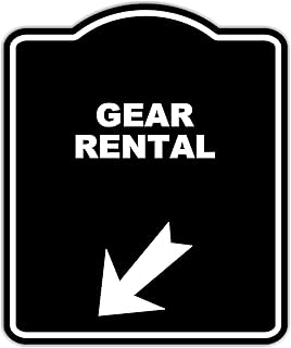 GEAR RENTAL Black Sign Arrow Down Left Aluminum Composite Sign 15 x 18 inches