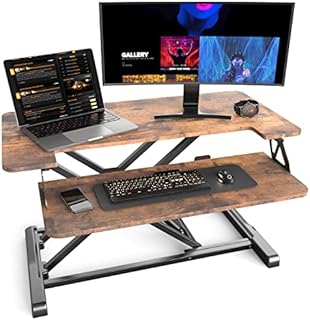 WORLDLIFT Standing Desk Converter with Height Adjustable 32 inch Stand Up Desk, Ergonomic Sit Stand Dual Monitor and Laptop Riser Tabletop Workstation