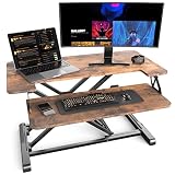 WORLDLIFT Bureau Assis Debout Reglable, 32' Bureaux Poste de Travail, Station de Travail Debout à Hauteur Facilement Reglable - Bureau Convertible - avec Plateau de Clavier, 80x40cm