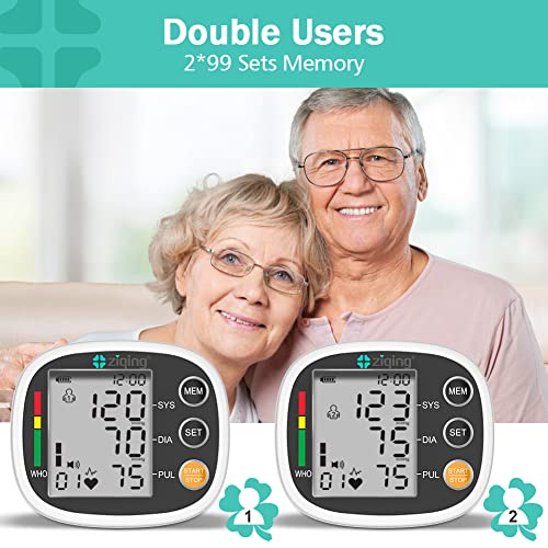 Ziqing Blood Pressure Machine Wrist Blood Pressure Monitor, Usb Rechargeable Lcd Pulse Rate Monitor For Home Use With 2X99 Sets Memory Irregular Heartbeat Monitors, Adjustable Wrist Cuff 5.3-7.68 Inch #TOP4