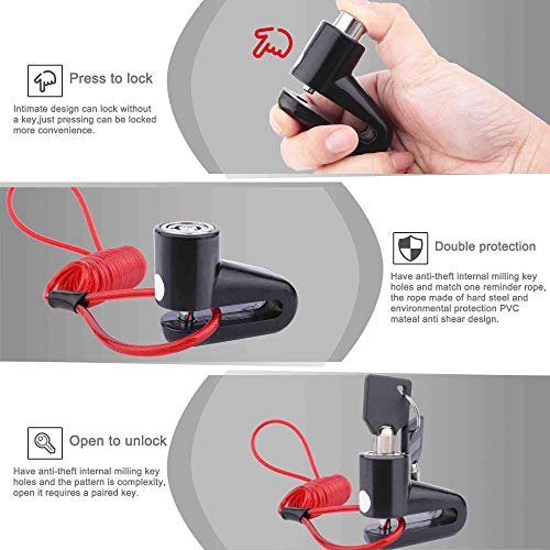 TOMALL Scheibenbremsenschloss Diebstahlsicherung Stahldraht Schloss für Xiaomi Mijia M365 Motorrad Fahrrad Räder Schließfach mit Erinnerungsseil - 4